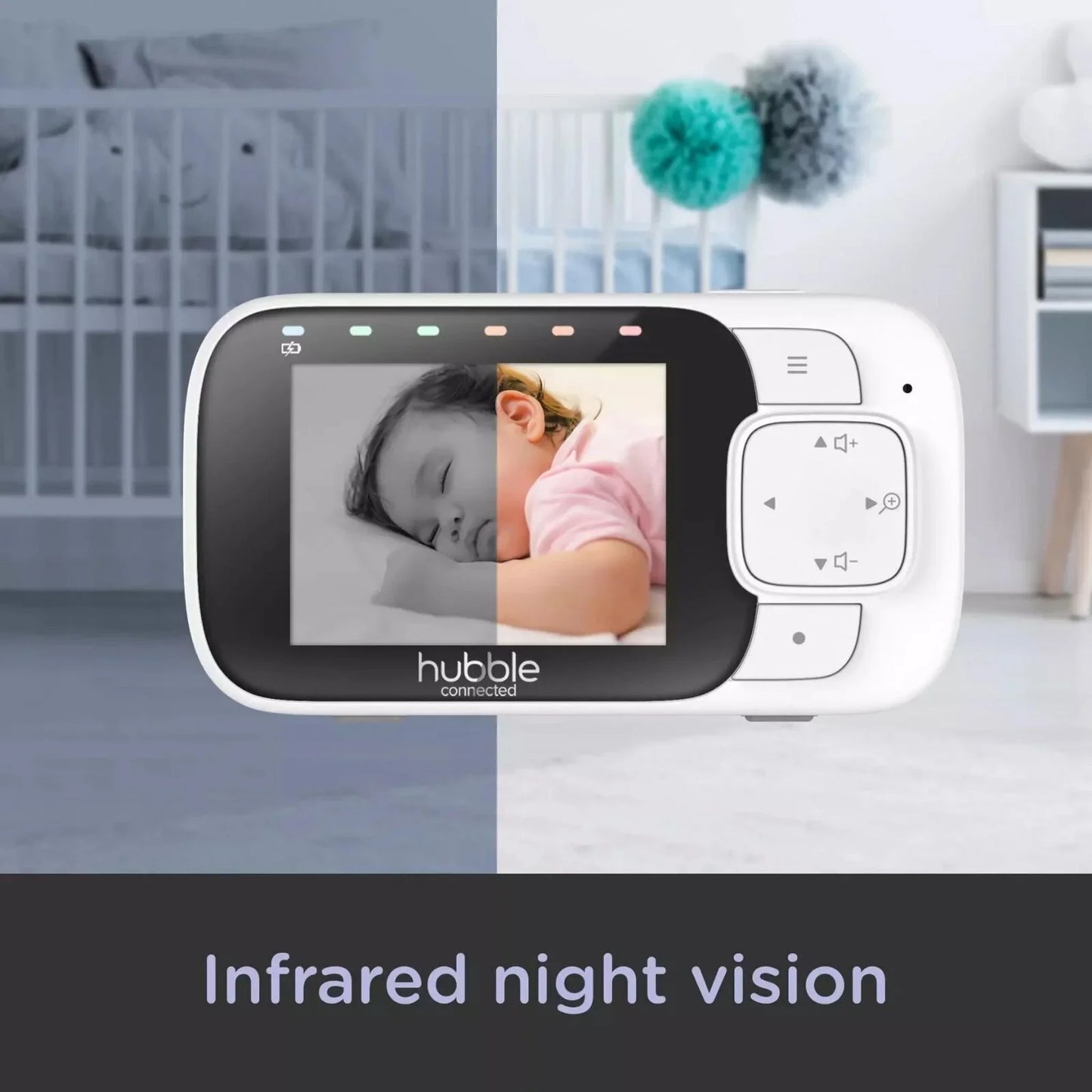 Hubble Nursery View Glow - 2.8" Video Baby Monitor White