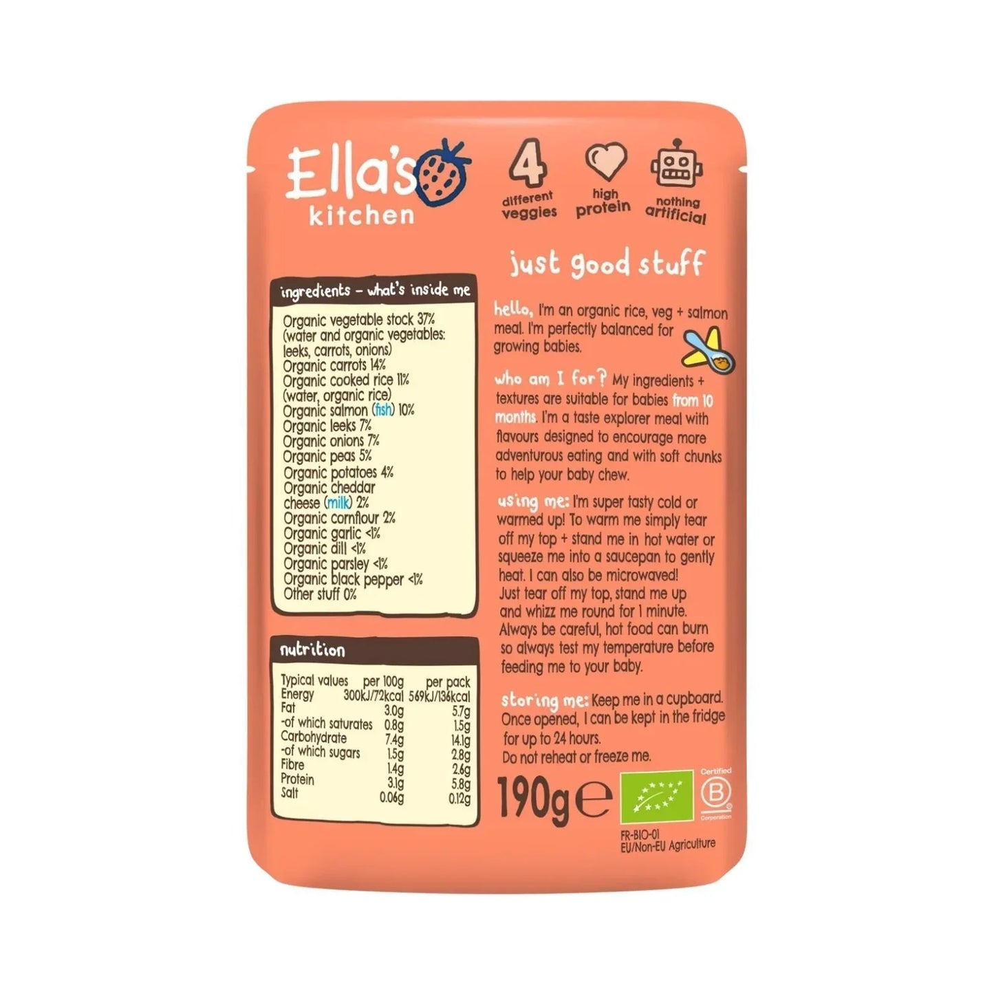 Ella's Kitchen Organic Salmon Risotto with Cheese 10+ months 190g