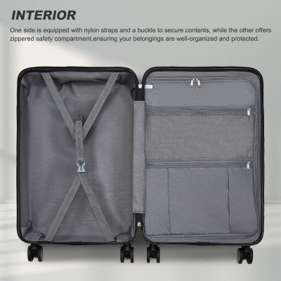 Kono 20 Inch Carry-On Hardshell Suitcase With TSA Lock & Front Laptop Compartment