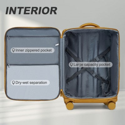 Kono 20 Inch Lightweight Soft Shell Carry-On Cabin Size Suitcase With TSA Lock And Separate Wet/Dry Compartment