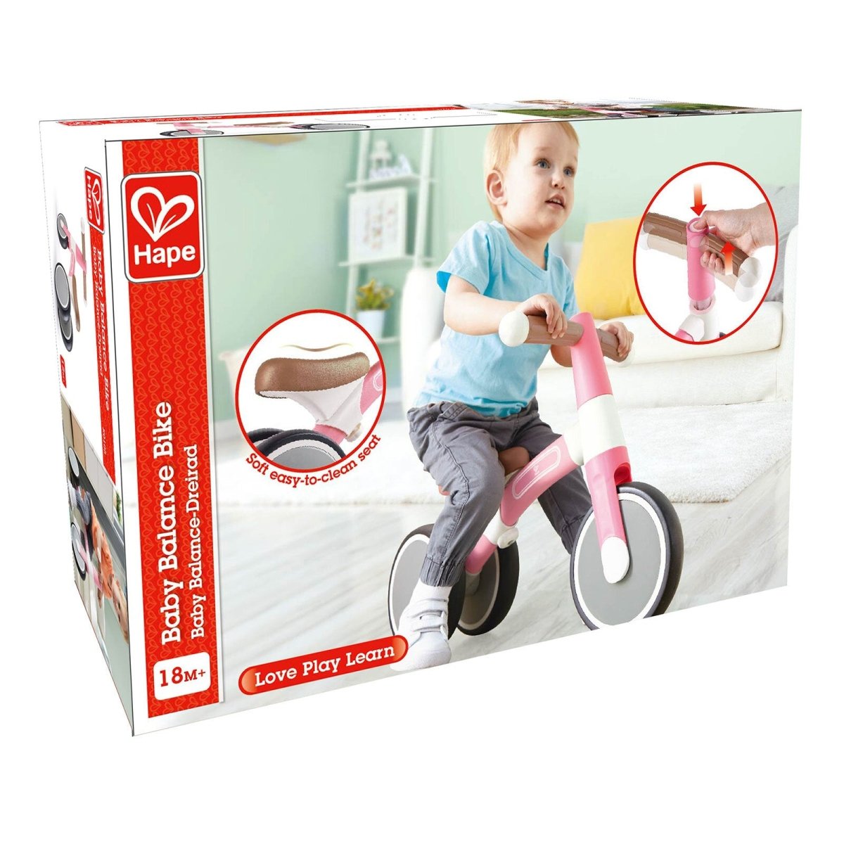 Hape First Ride Toddler Balance Bike, Pink
