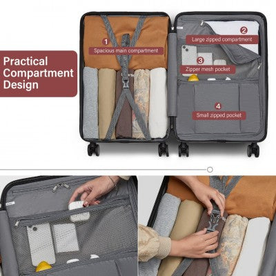 Kono 20 Inch Carry-On Hardshell Suitcase With TSA Lock & Front Laptop Compartment