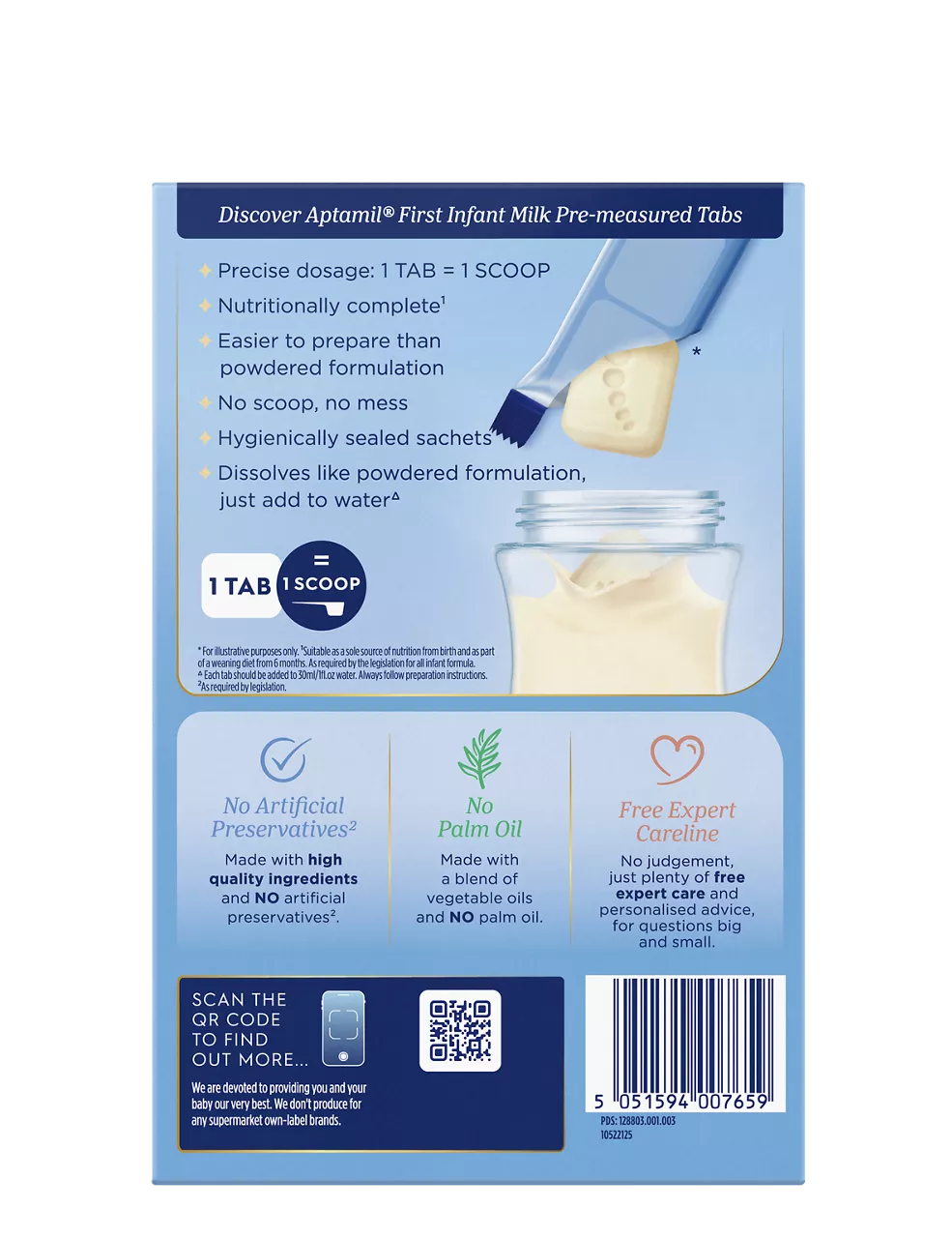 Aptamil First Infant Pre-Measured Milk Tabs (0-6 months) - 24x23g Sachets