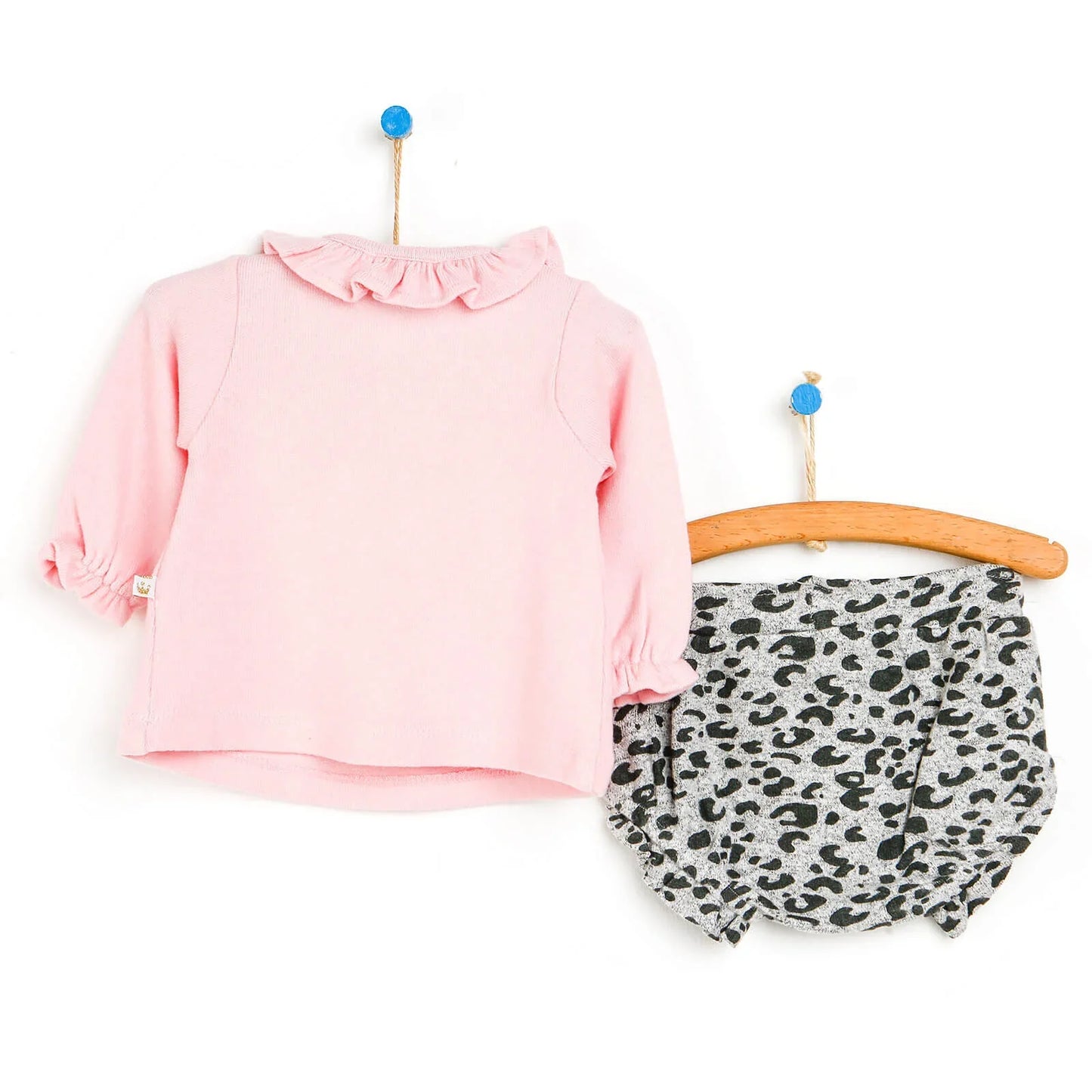 For My Baby Newborn Leopard Blouse-Short - Pink