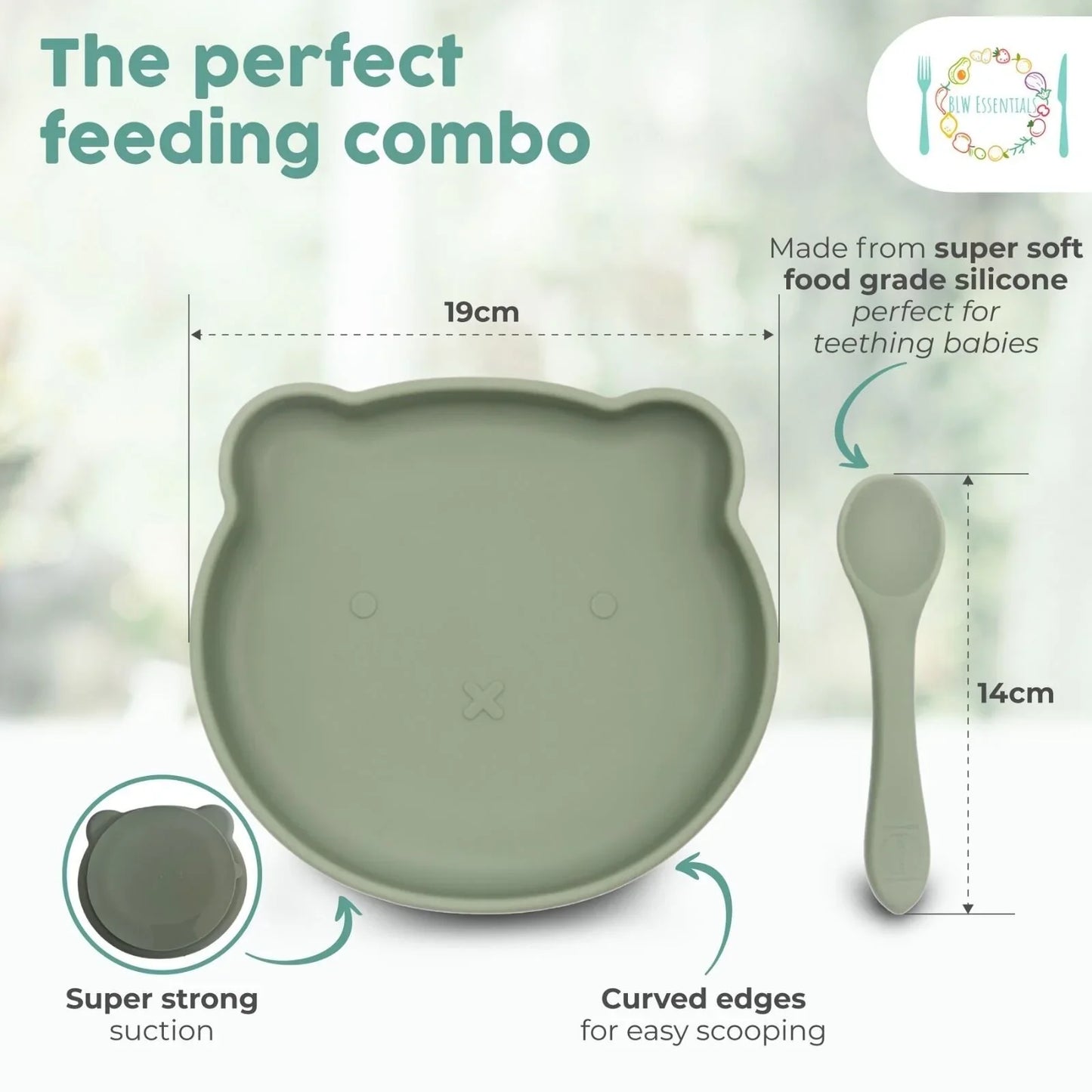 BLW Essentials Bear Plate and Spoon - Dusty Rose