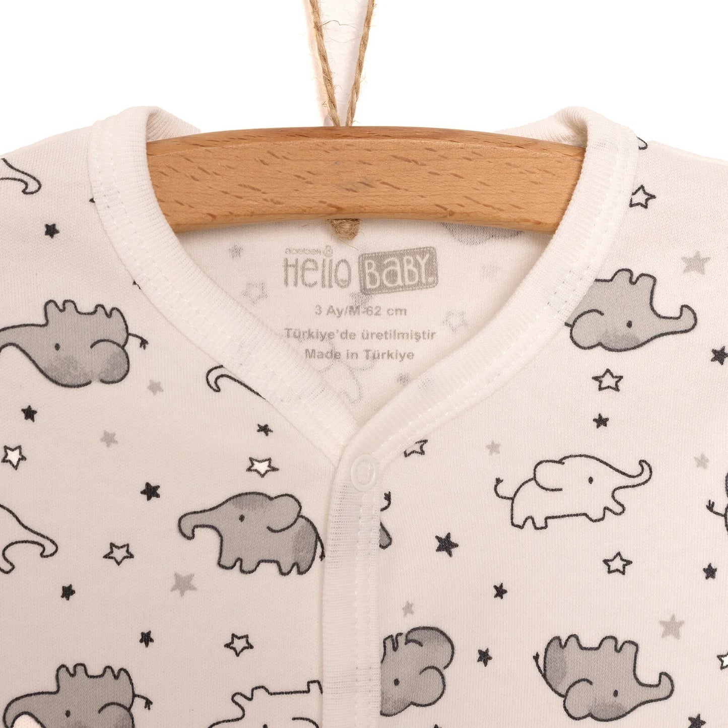 HelloBaby Newborn Baby Cute Elephant Jumpsyit - Ecru