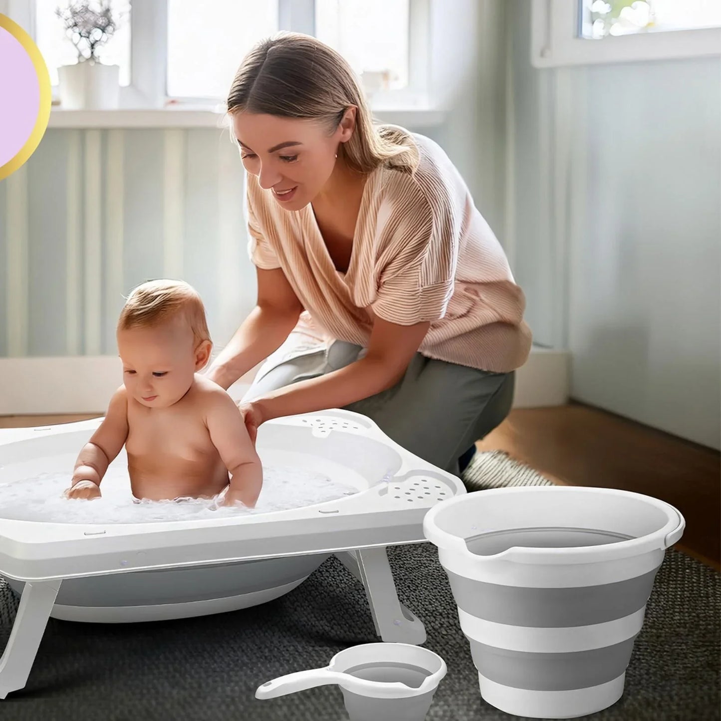 baby plus Foldable Bathtub Set 3 Pcs