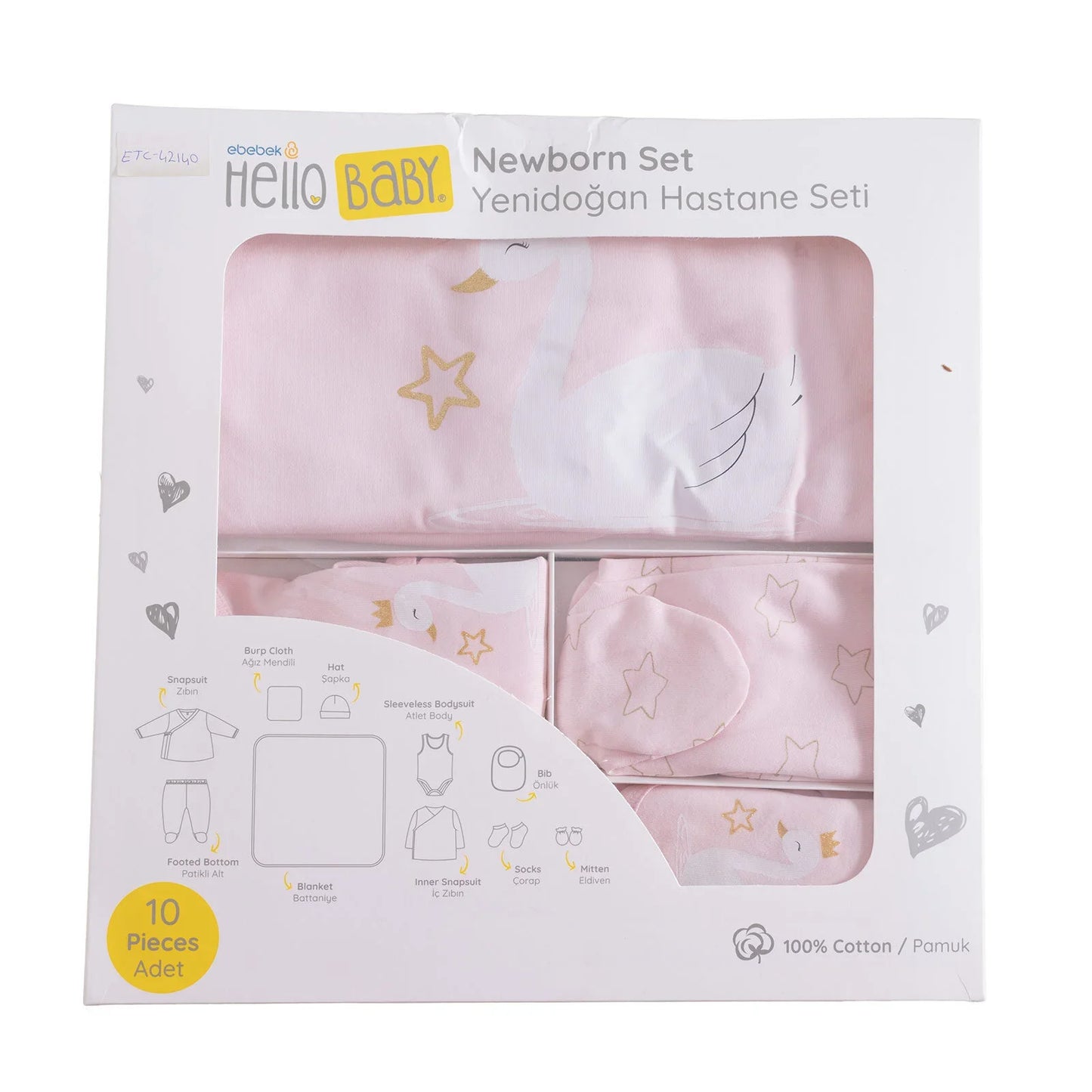 HelloBaby Newborn 10 pcs Starter Set - Pink
