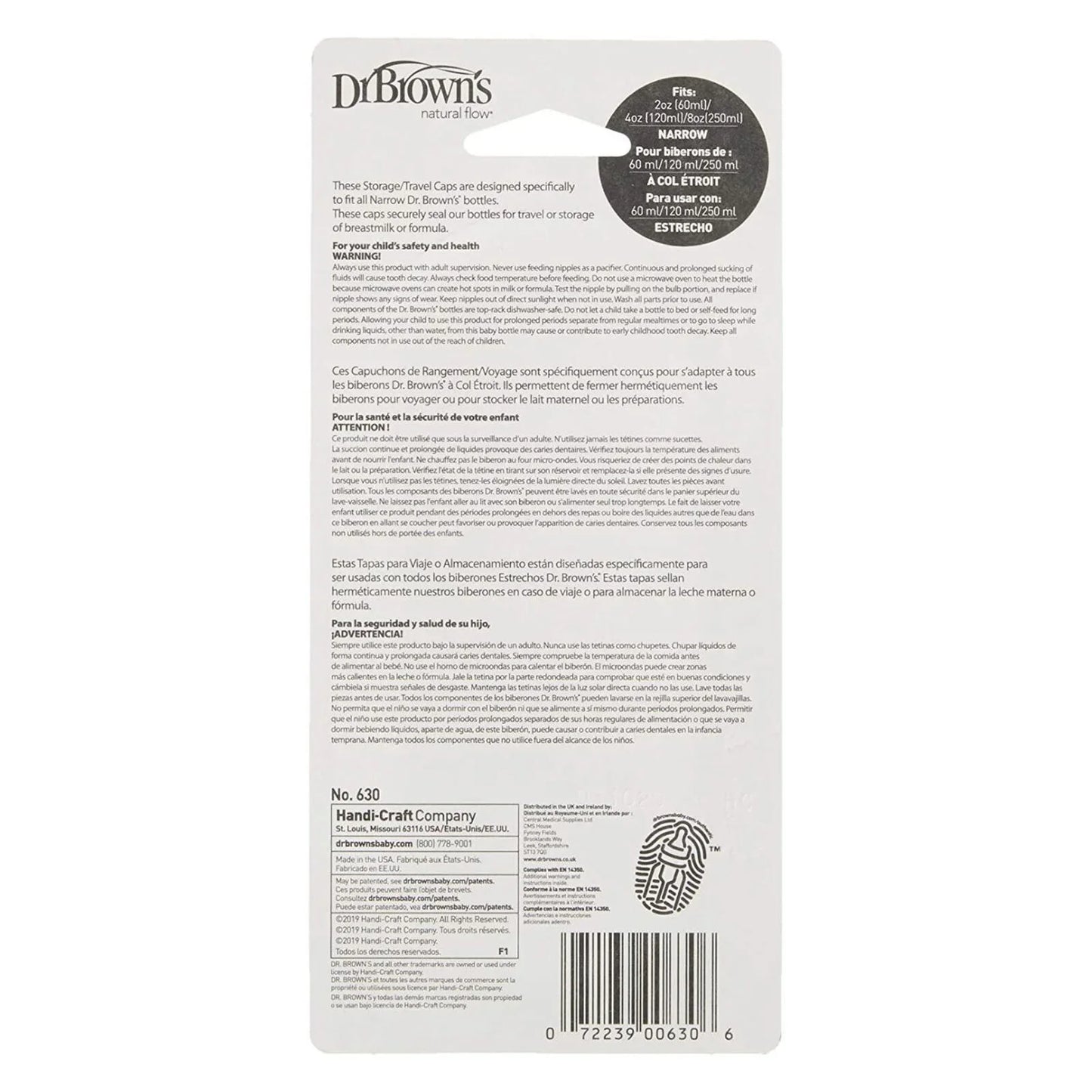 Dr. Brown's Travel Caps Narrow Neck 3 pcs