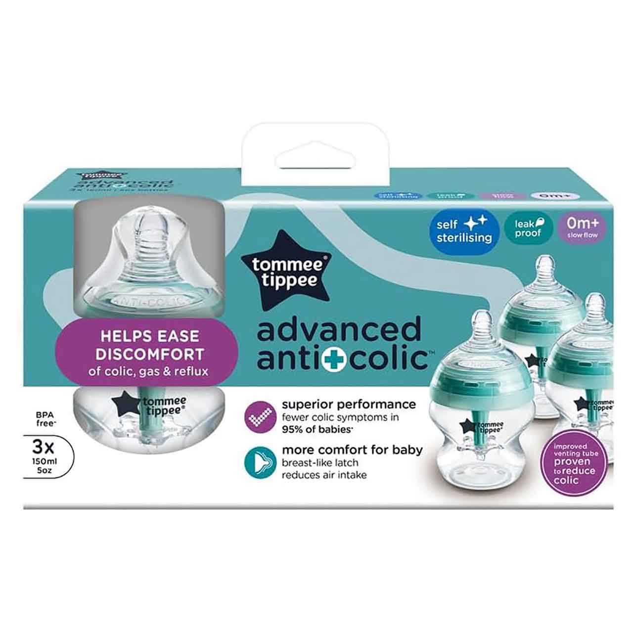 Tommee Tippee Advanced Anti-Colic Bottle 150mls (Pack of 3)