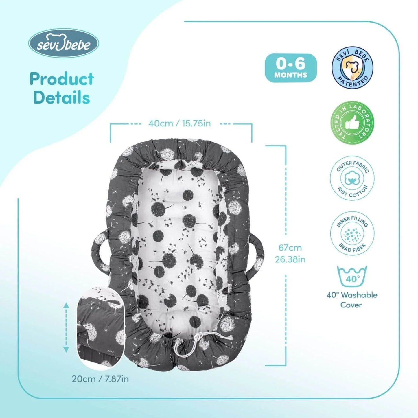 baby plus Mother Side Baby Reflux Bed - Dandelion