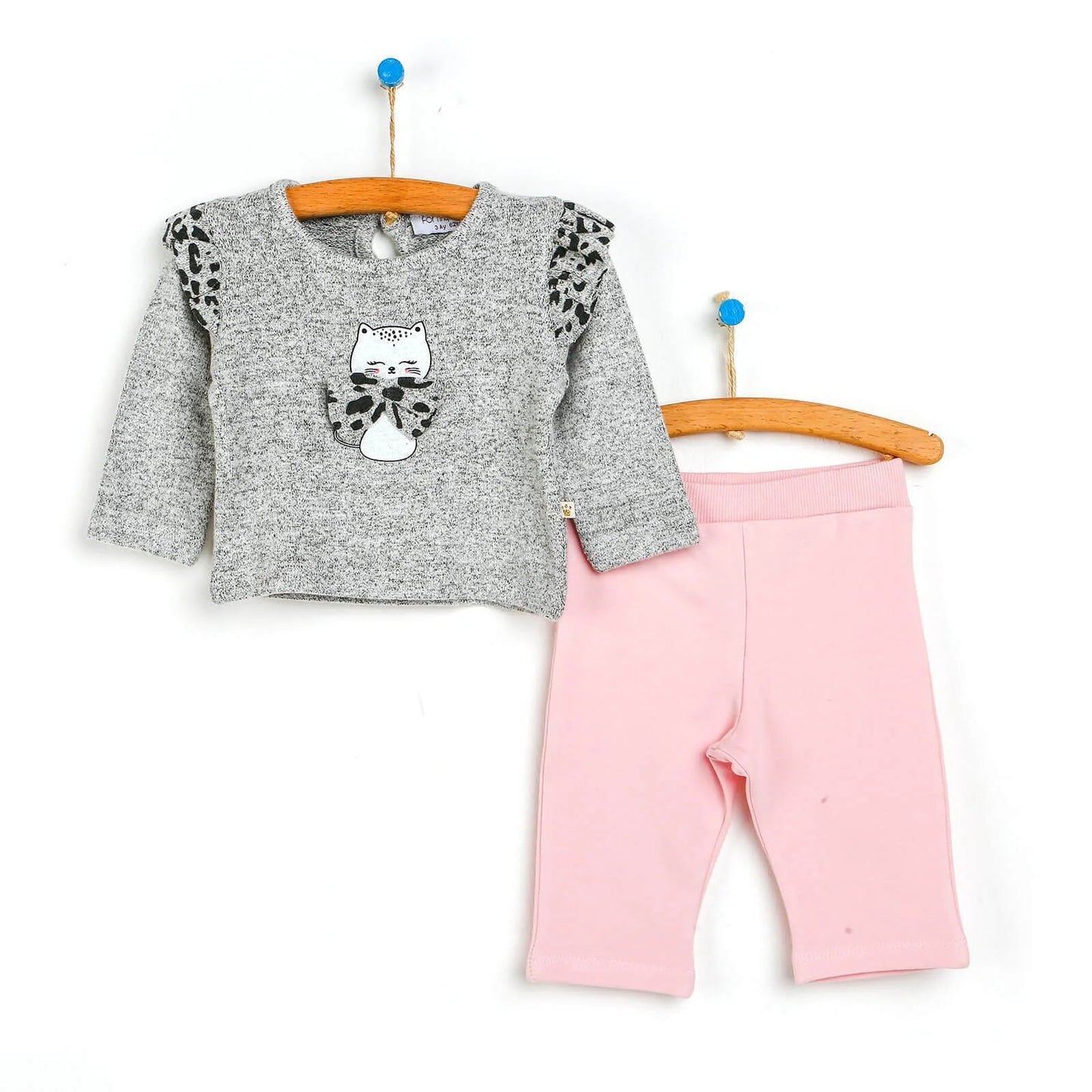 For My Baby Newborn Leopard Sweatshirt - Grey Melange