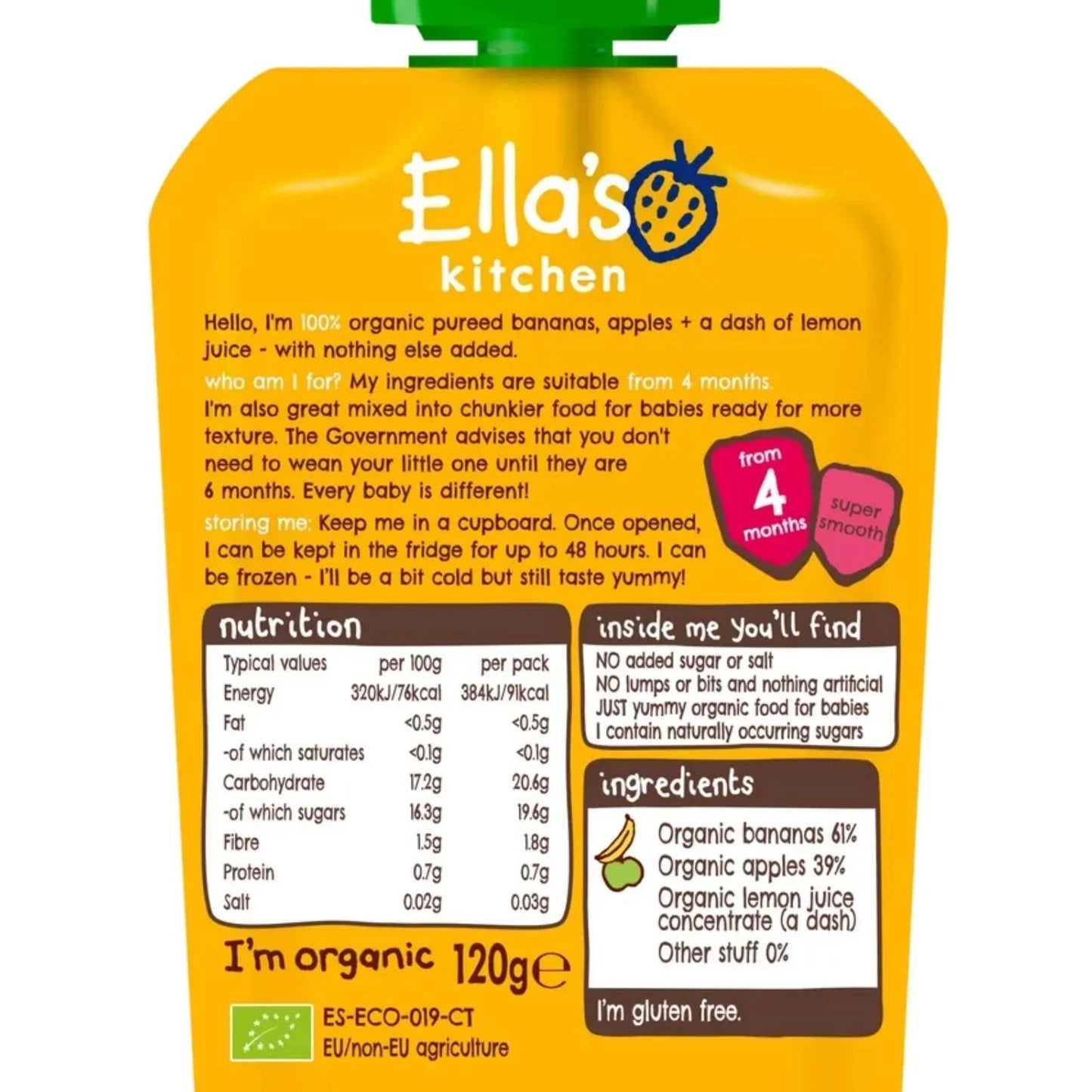 Ella's Kitchen Bananas & Apples 4+ months 120g