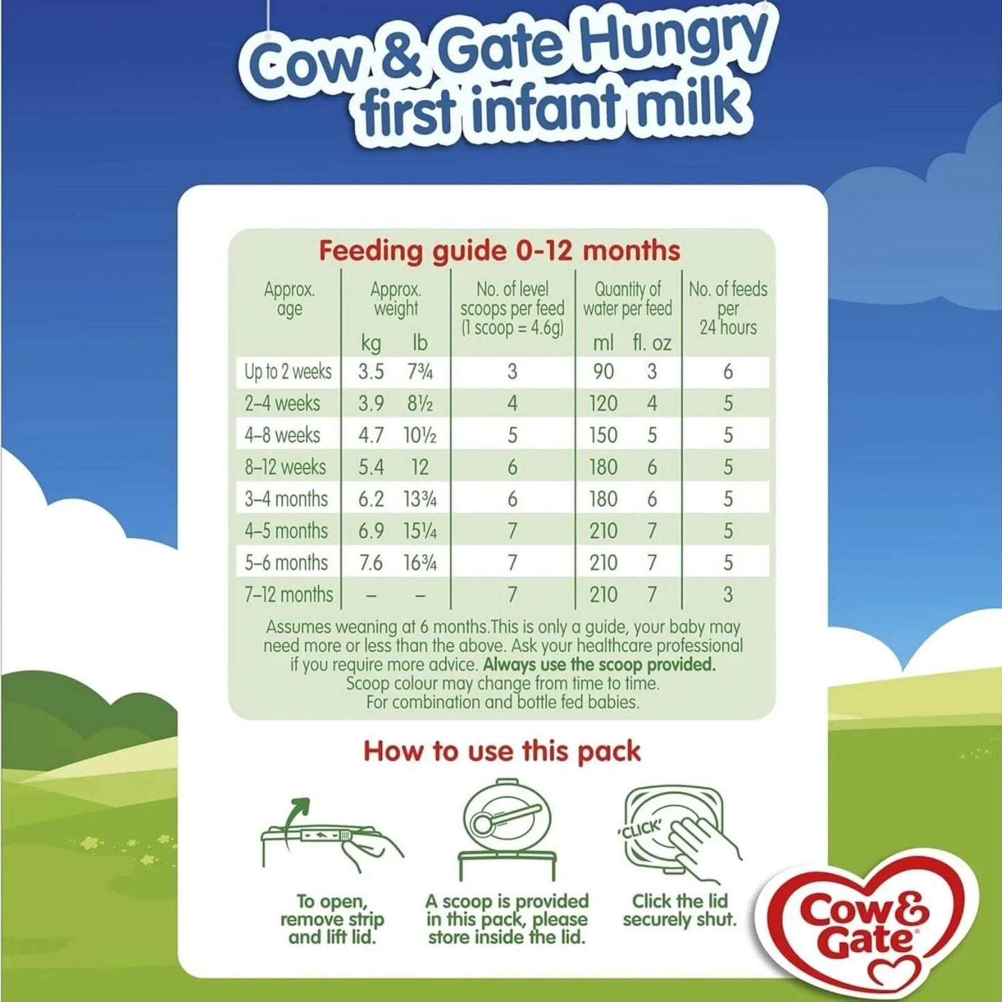 Cow and Gate 1 Hungry Baby Milk Formula 0-6 months 800g