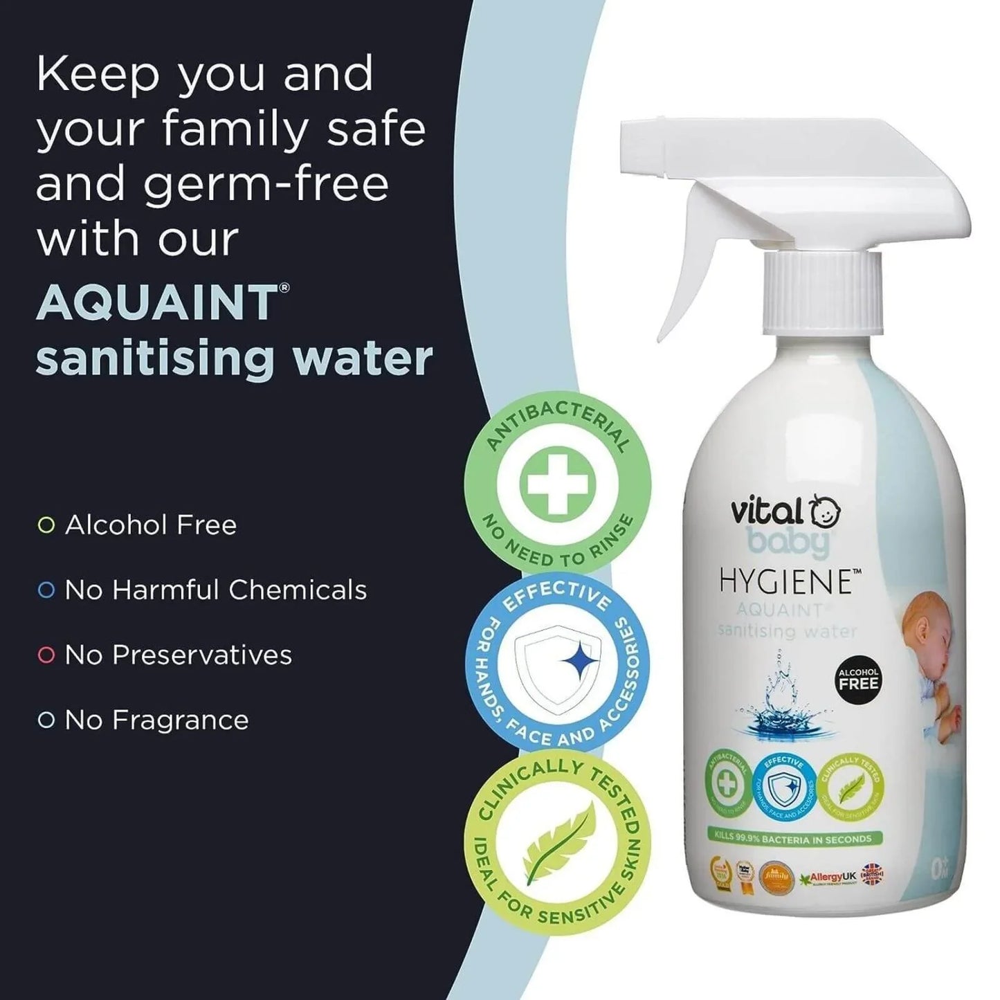 Vital Baby Hygiene Aquaint Cleansing Water 500ml