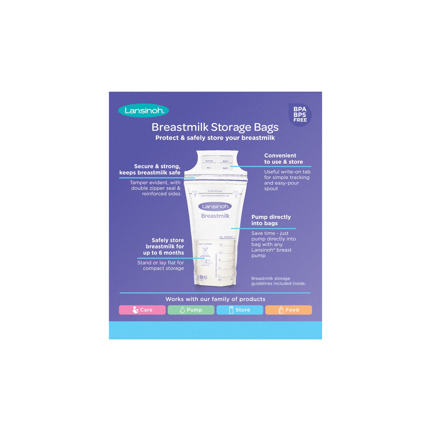 Lansinoh Milk Storage Bags 180mls (Pack of 50)