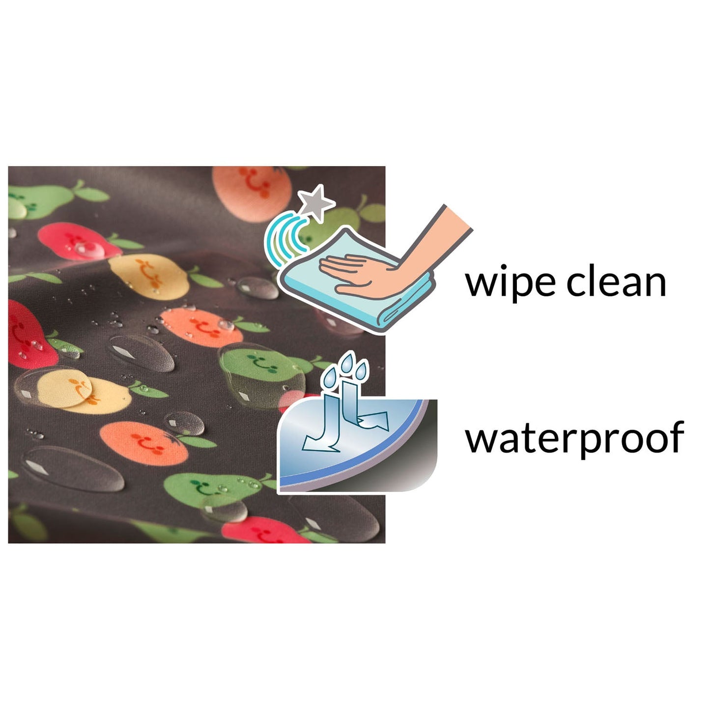 Wipeezee Coverall Bib - Grey Happy Fruit