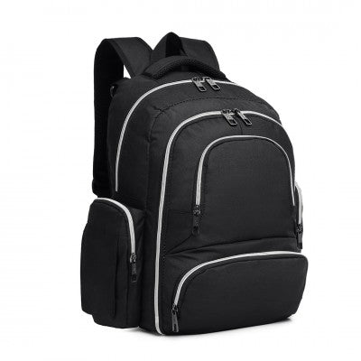 Black Baby Changing Backpack with Bottle Bag, Changing Mat and Buggy Straps - Little Lug