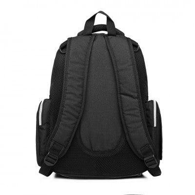 Black Baby Changing Backpack with Bottle Bag, Changing Mat and Buggy Straps - Little Lug