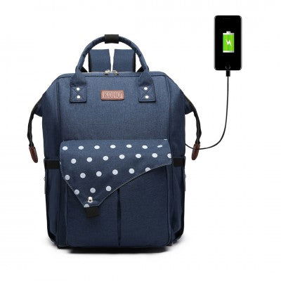 Black Polka Dot Baby Changing Backpack Bag With USB Charging Interface (Available in Black/Grey/Navy) - Little Lug