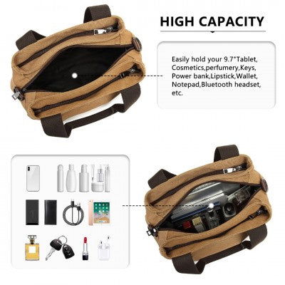 Canvas Multi-Functional Crossbody Baby Bag (Available in Black/Brown/Green/Grey/Khaki) - Little Lug