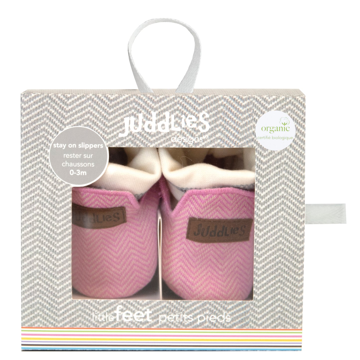 Juddlies Organic Cottage Slippers (0-4M) - Available in Bear Black/Driftwood Grey/Lake Blue/Sunset Pink