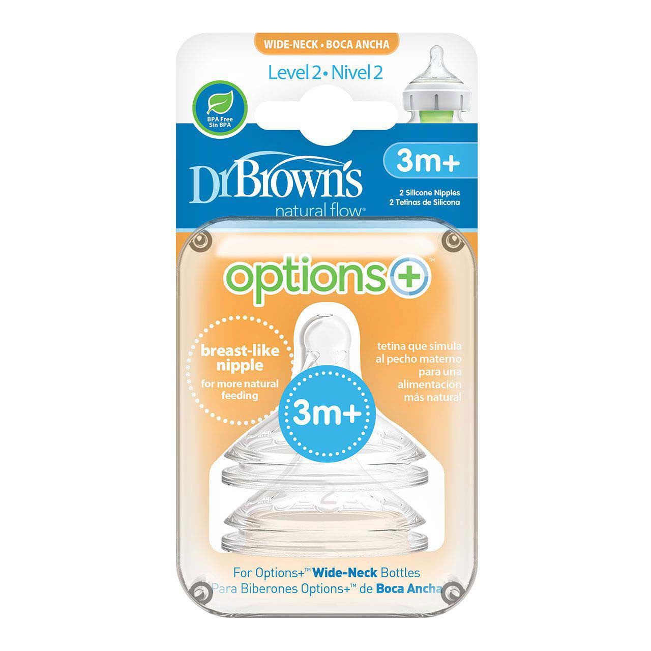 Dr Brown Options Plus Teats - Level 2 (Pack of 2) - Little Lug