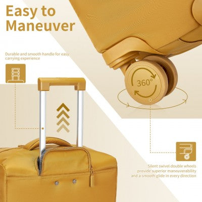 Kono 20 Inch Lightweight Soft Shell Carry-On Cabin Size Suitcase With TSA Lock And Separate Wet/Dry Compartment