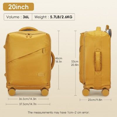 Kono 20 Inch Lightweight Soft Shell Carry-On Cabin Size Suitcase With TSA Lock And Separate Wet/Dry Compartment