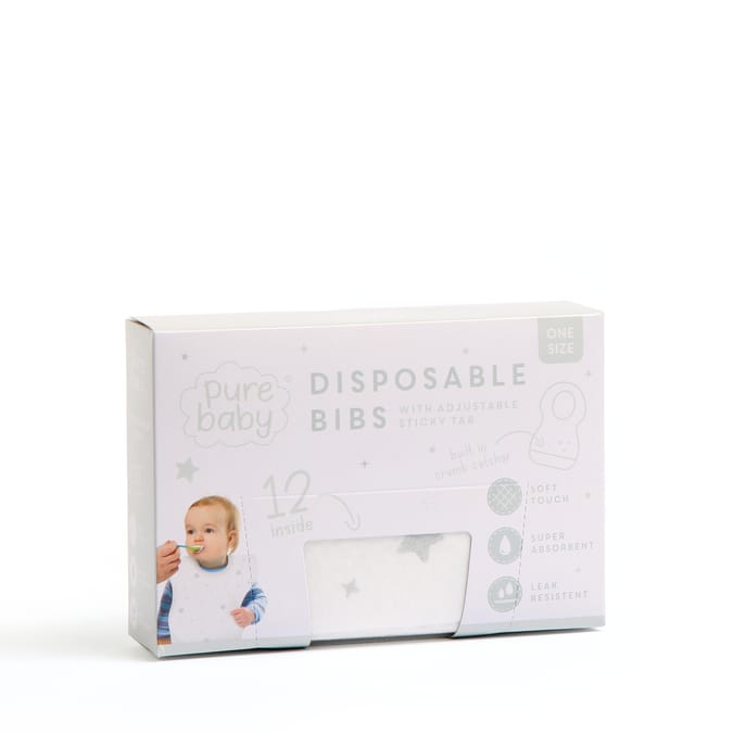 Pure Baby Disposable Bibs (Pack of 12)
