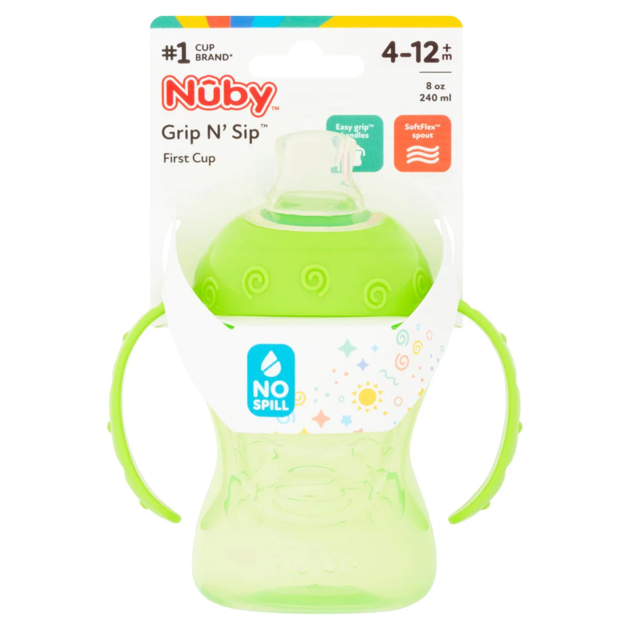 Nuby Grip N Sip First Cup 240mls (4-12m) - Assorted Colours