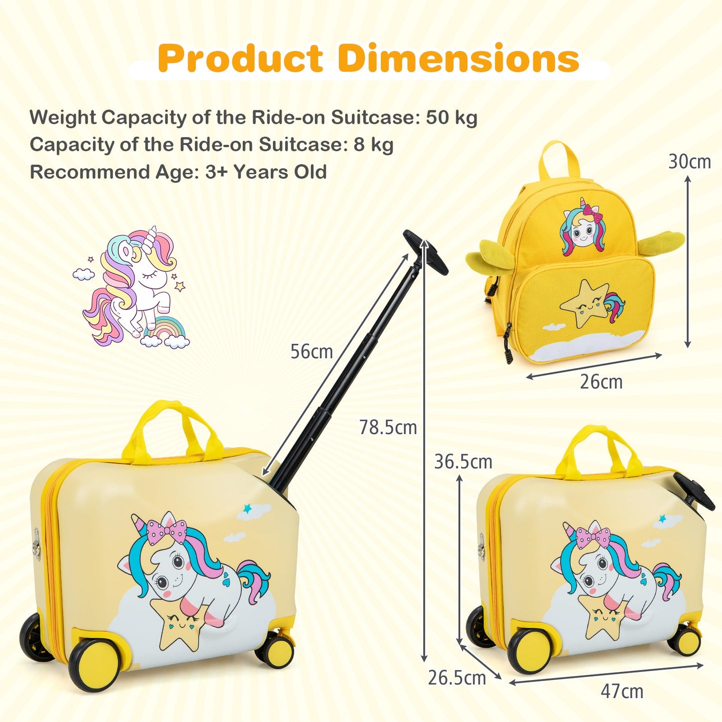 2 Pieces Kids Luggage Set with Spinner Wheels and Anti-Lose Rope-Blue