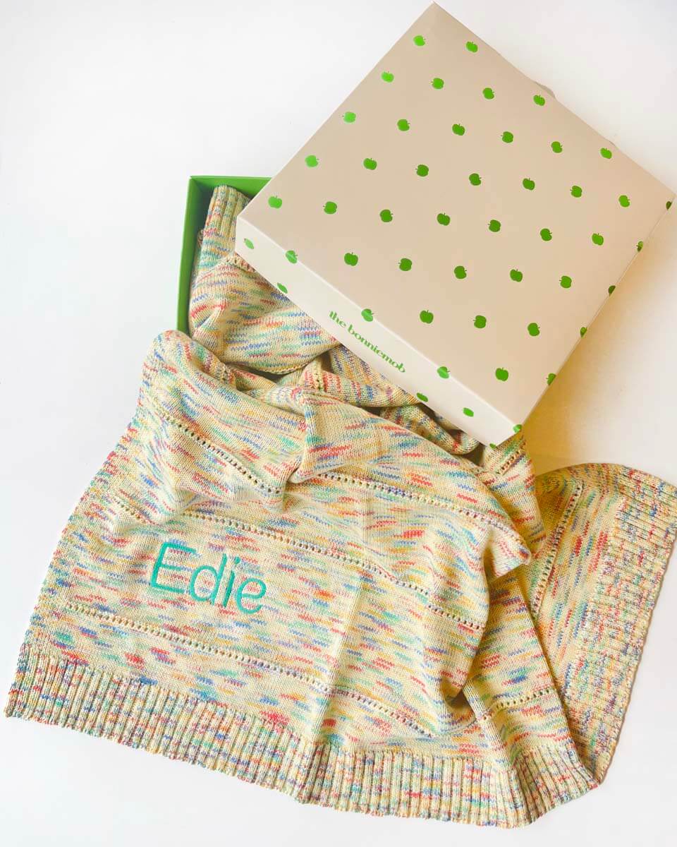 Personalised Knitted Baby Blanket, Space Dye - Merry