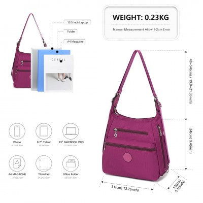 Three Way Multipurpose Shoulder Baby Bag With Double Zippers (Available in Black/Grey/Navy/Purple) - Little Lug