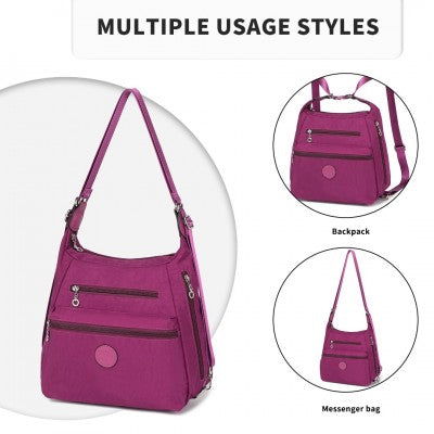 Three Way Multipurpose Shoulder Baby Bag With Double Zippers (Available in Black/Grey/Navy/Purple) - Little Lug