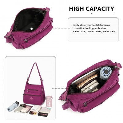 Three Way Multipurpose Shoulder Baby Bag With Double Zippers (Available in Black/Grey/Navy/Purple) - Little Lug