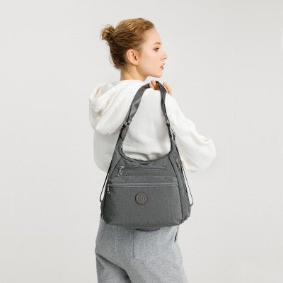 Three Way Multipurpose Shoulder Baby Bag With Double Zippers (Available in Black/Grey/Navy/Purple) - Little Lug