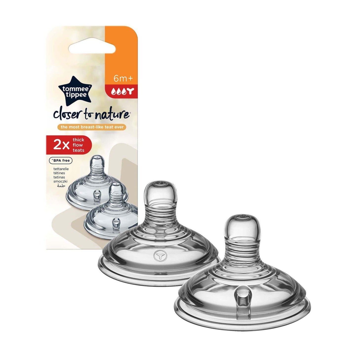 Tommee Tippee Closer To Nature Teats - Thick Feed (Pack of 2) - Little Lug