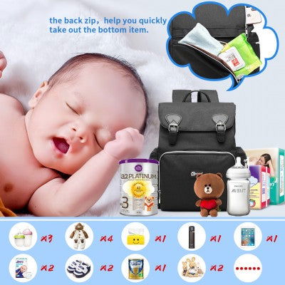Travel Baby Changing Backpack With USB Charging Interface (Available in Black/Grey) - Little Lug