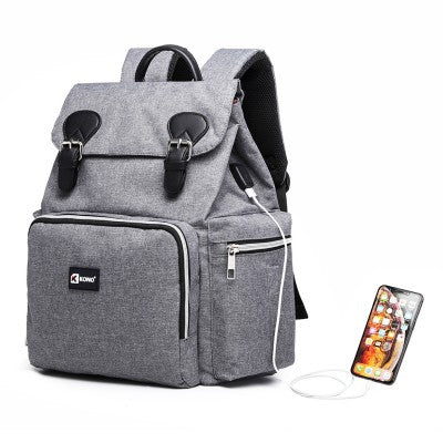 Travel Baby Changing Backpack With USB Charging Interface (Available in Black/Grey) - Little Lug