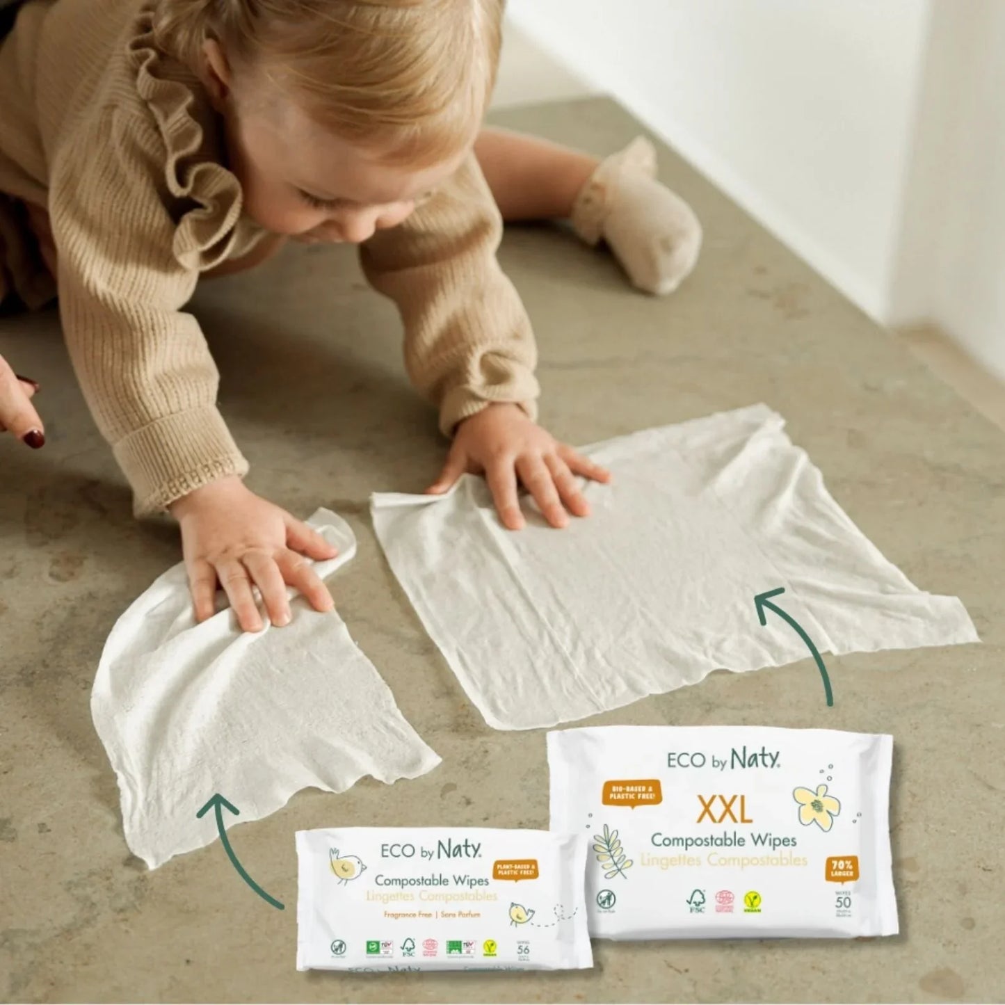 Naty Compostable XXL Baby Wipes 50 pcs