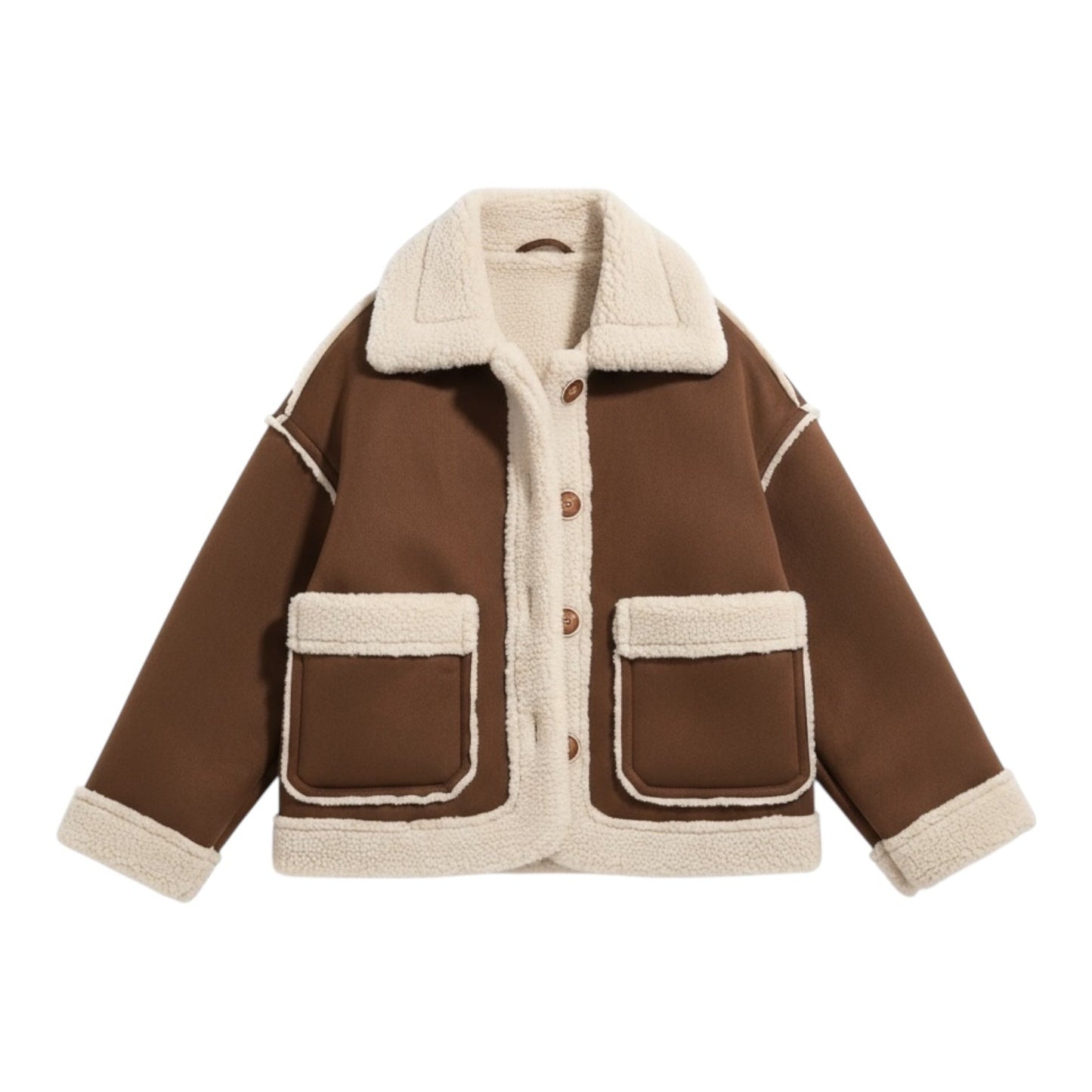 Sherpa-Lined Winter Jacket (Brown / Olive)