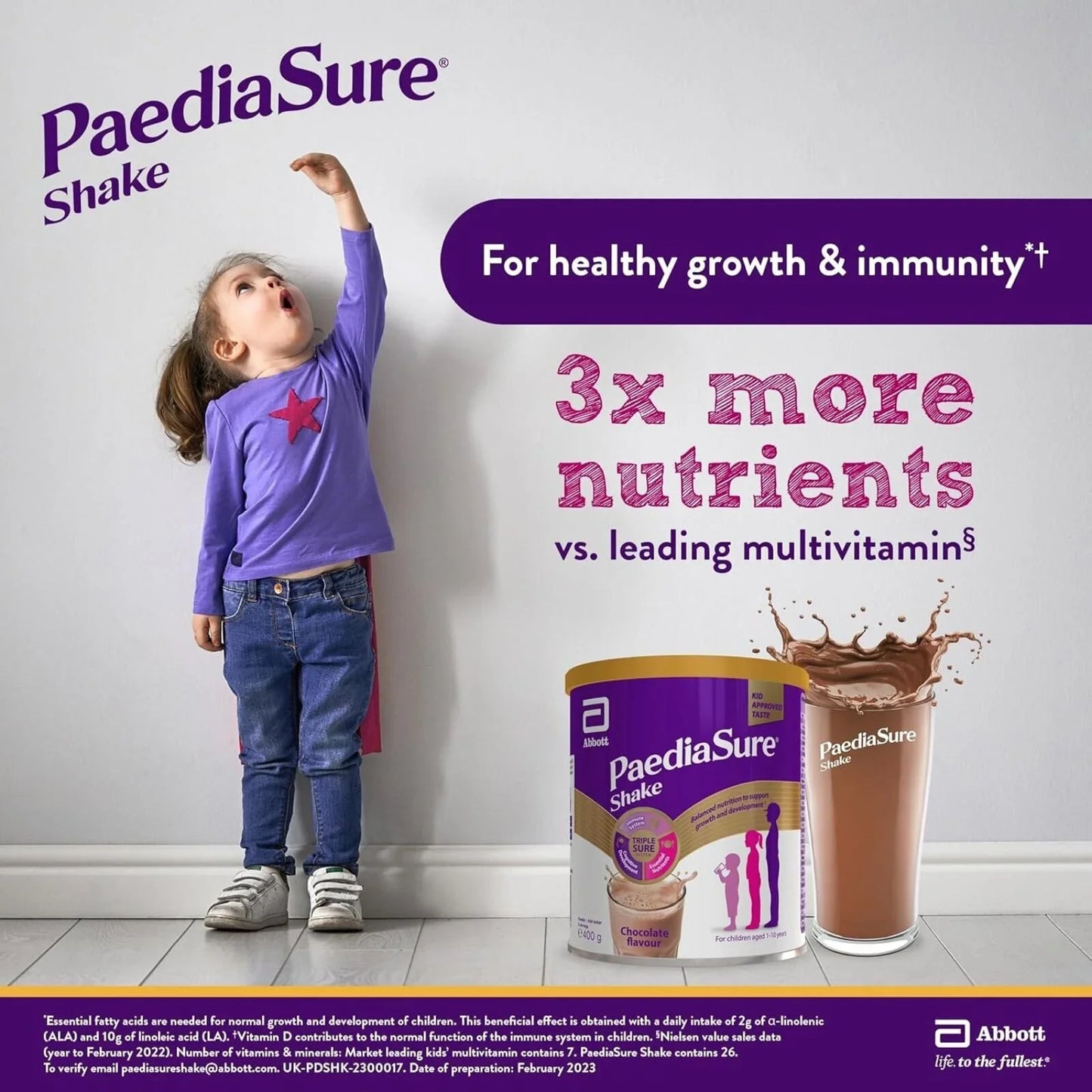 PaediaSure Shake Chocolate Flavoured Nutritional Supplement Powder for Kids 400g