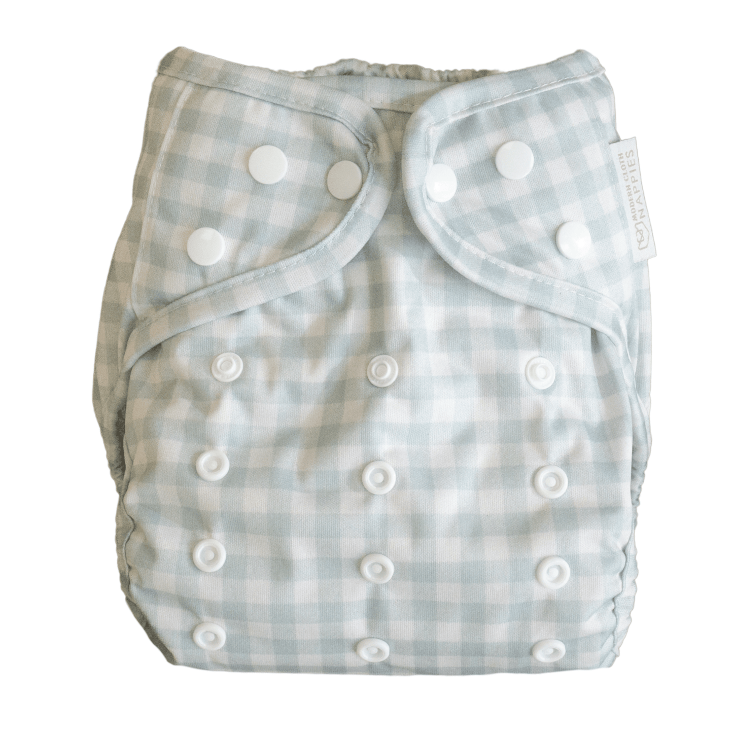 One Size Reusable Cloth Nappy Wrap - Sage Gingham