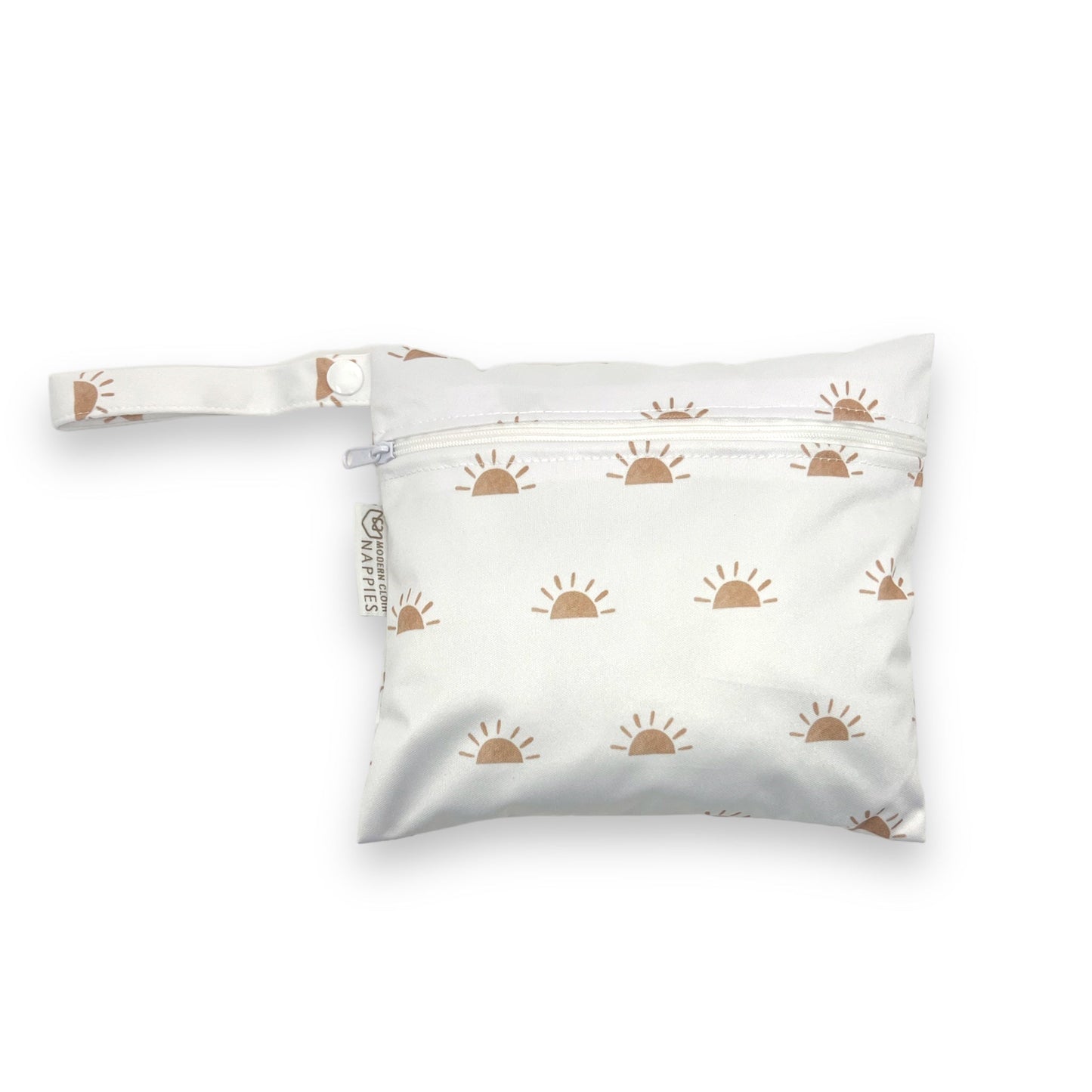 Reusable Mini Wet Bag - Sunnies - White with Camel