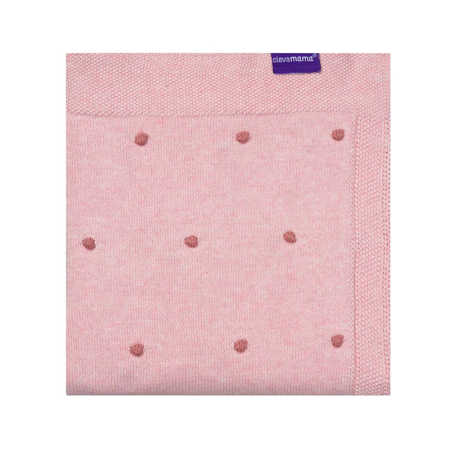 Clevamama Knitted Pom Pom Baby Blanket (Pink)