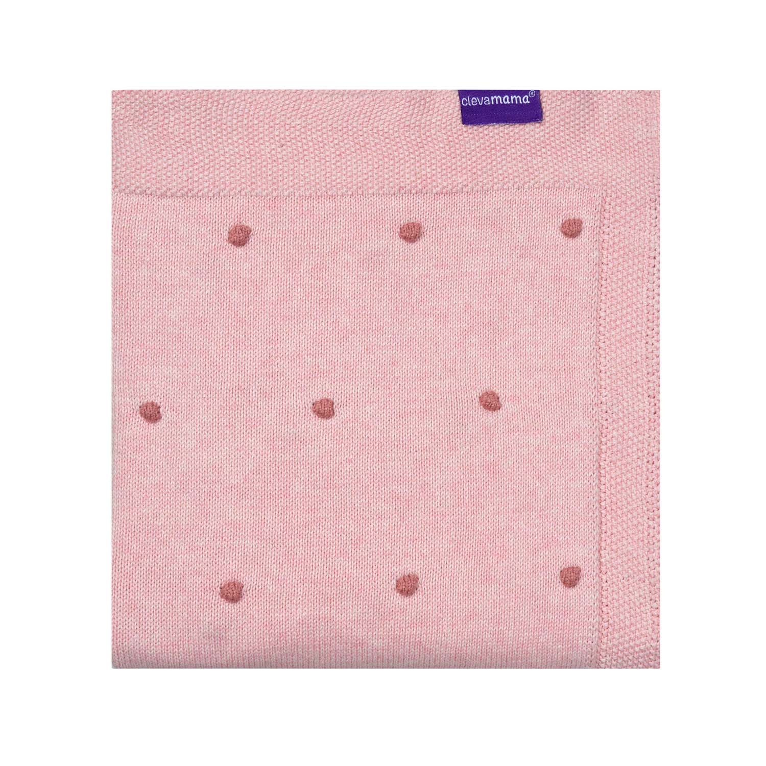 Clevamama Knitted Pom Pom Baby Blanket (Pink)