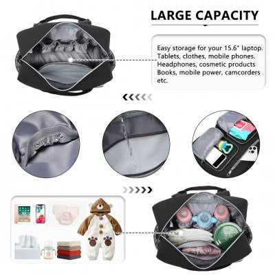 Black Functional Baby Changing Shoulder Bag With Changing Mat