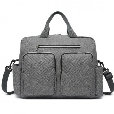 Grey Functional Baby Changing Shoulder Bag With Changing Mat