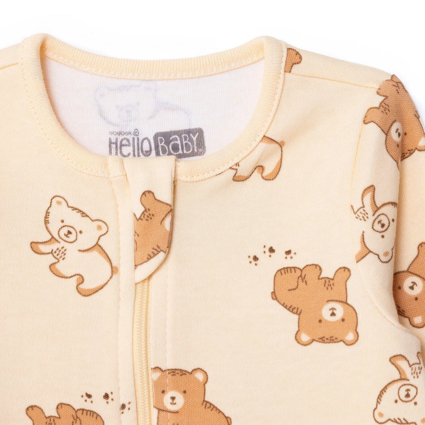 HelloBaby Newborn Footed Jumpsuit - Beige Printed